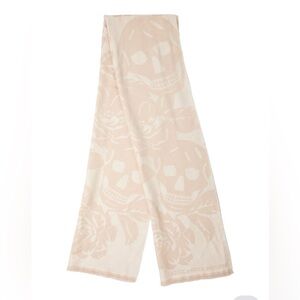 Alexander McQueen Classic Skull Scarf 100% Wool Ivory 50x190 Made in Italy